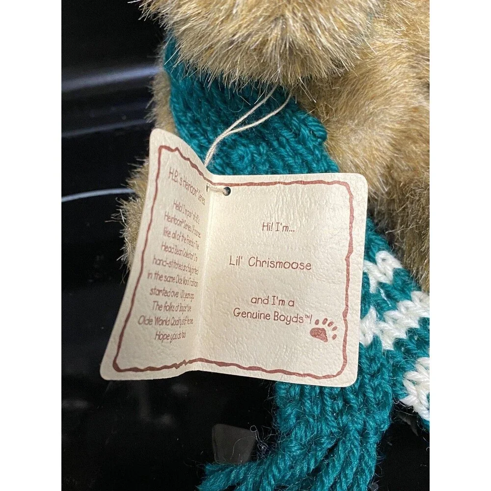 Vintage 80s Boyds Bear  Mini Moose Lil' Chrismoose Stuffed Toy 9